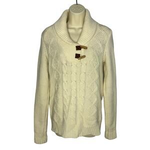 Tronata Cream Cowl Neck Cable-Knit Lambwool Sweater Women's XS Soft